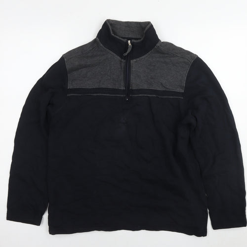 Blue Harbour Mens Black Cotton Full Zip Sweatshirt Size M