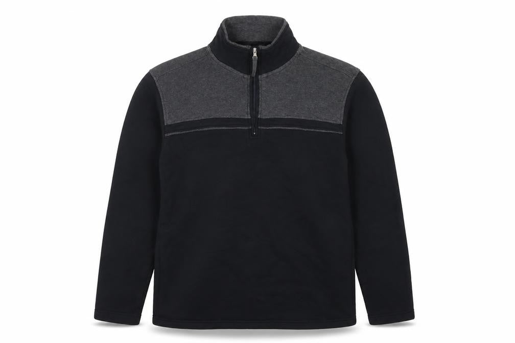 Front view of Blue Harbour men’s black cotton full zip sweatshirt, size M