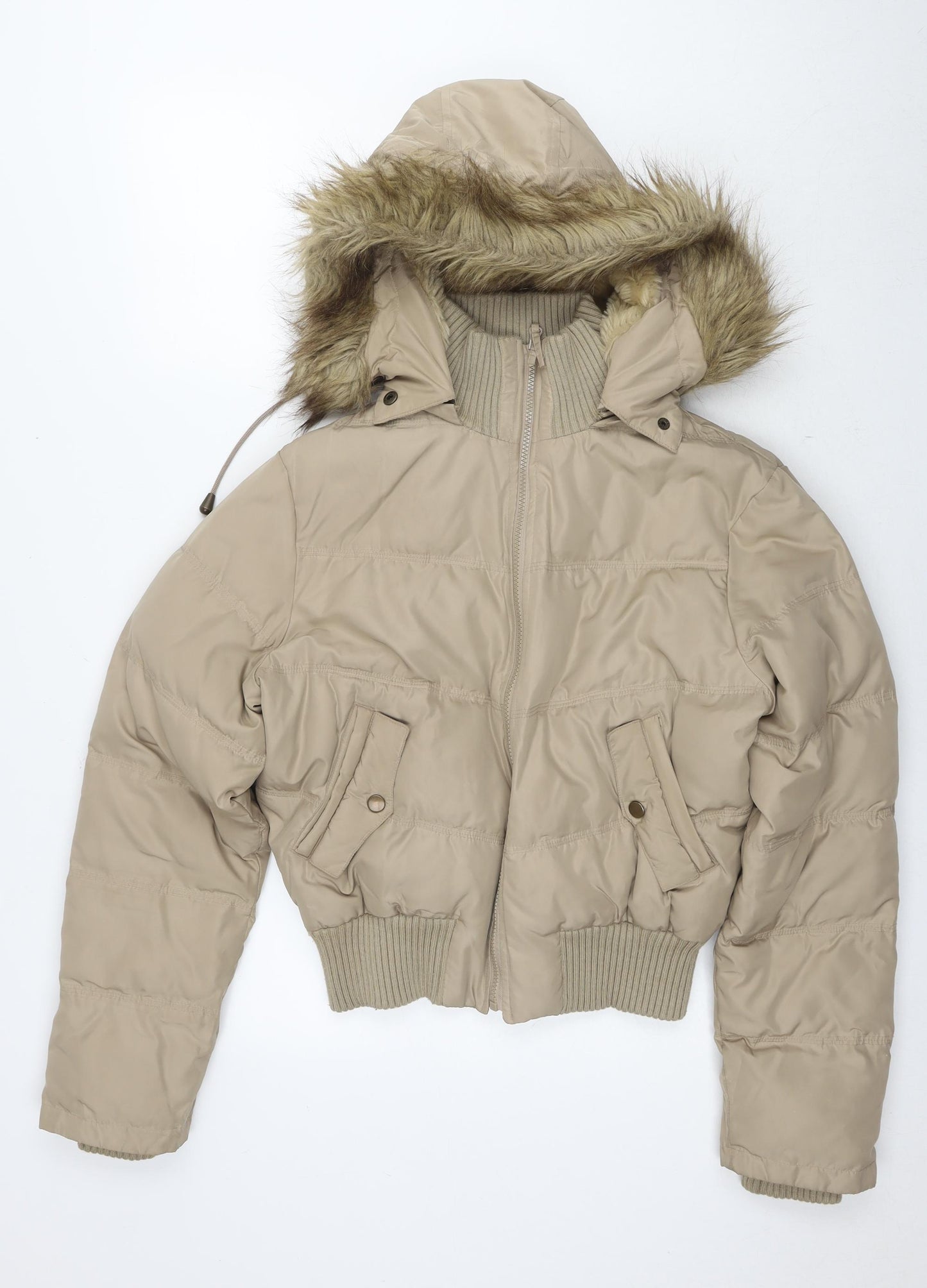 Warehouse Womens Beige Jacket Size 14 Zip