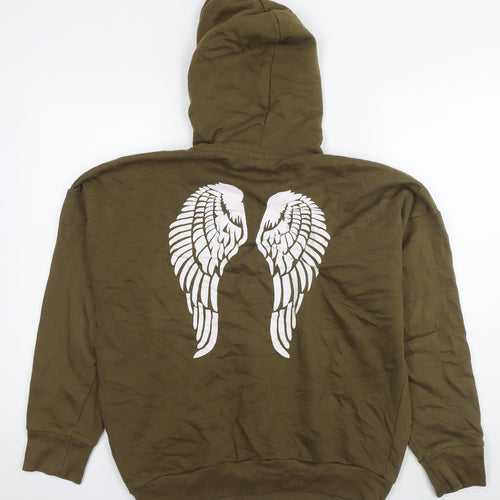 Gipsy Queen Womens Green Polyester Pullover Hoodie Size M Pullover - Wings Size M/L