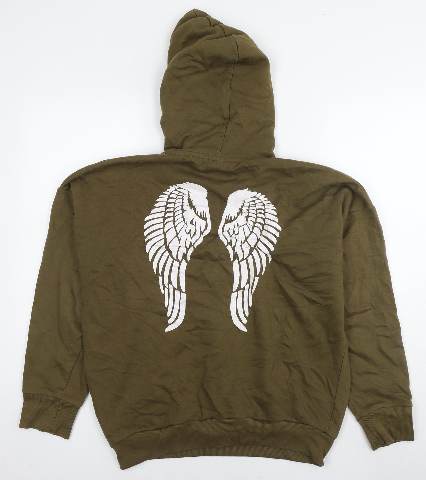 Gipsy Queen Womens Green Polyester Pullover Hoodie Size M Pullover - Wings Size M/L