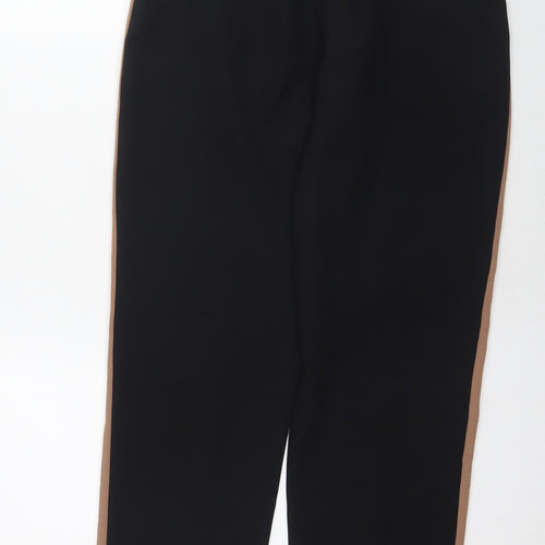 NEXT Womens Black Polyester Trousers Size 8 L26 in Regular Drawstring