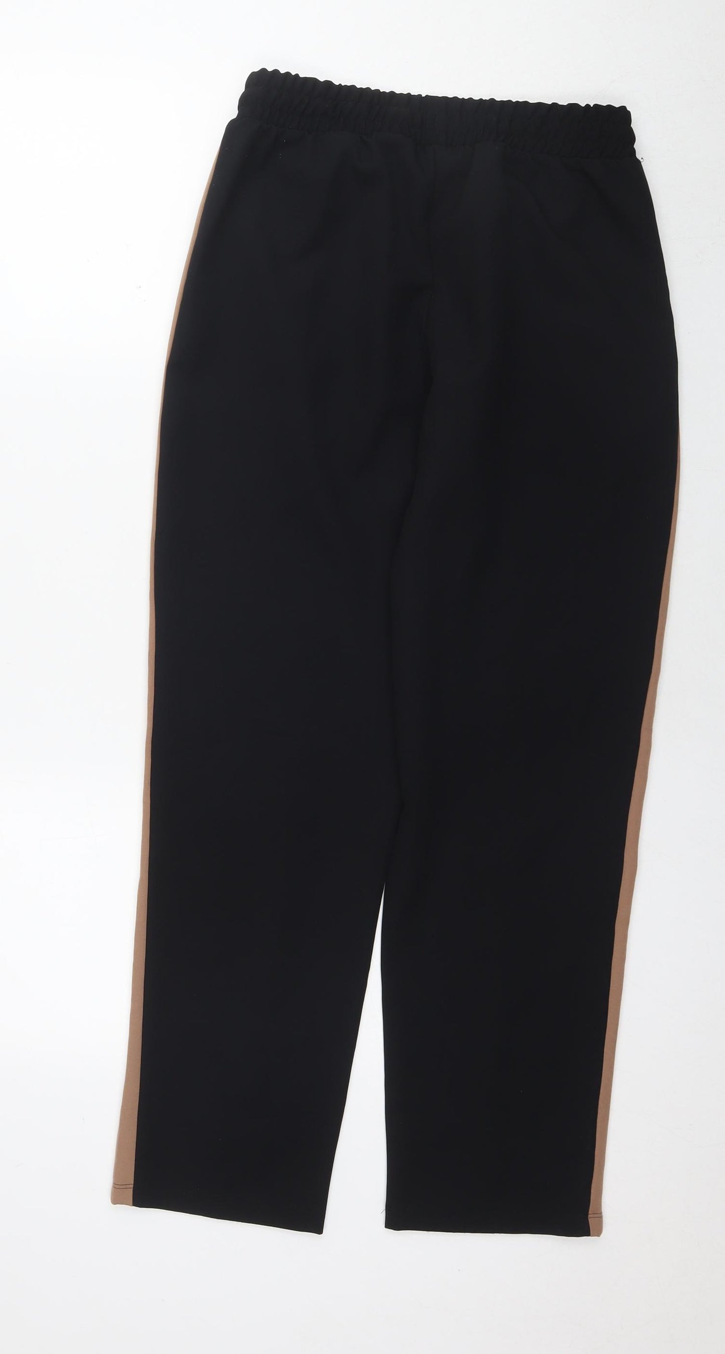 NEXT Womens Black Polyester Trousers Size 8 L26 in Regular Drawstring