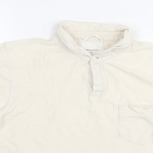 Paper Denim & Cloth Mens Ivory Cotton Polo Size M Collared Pullover