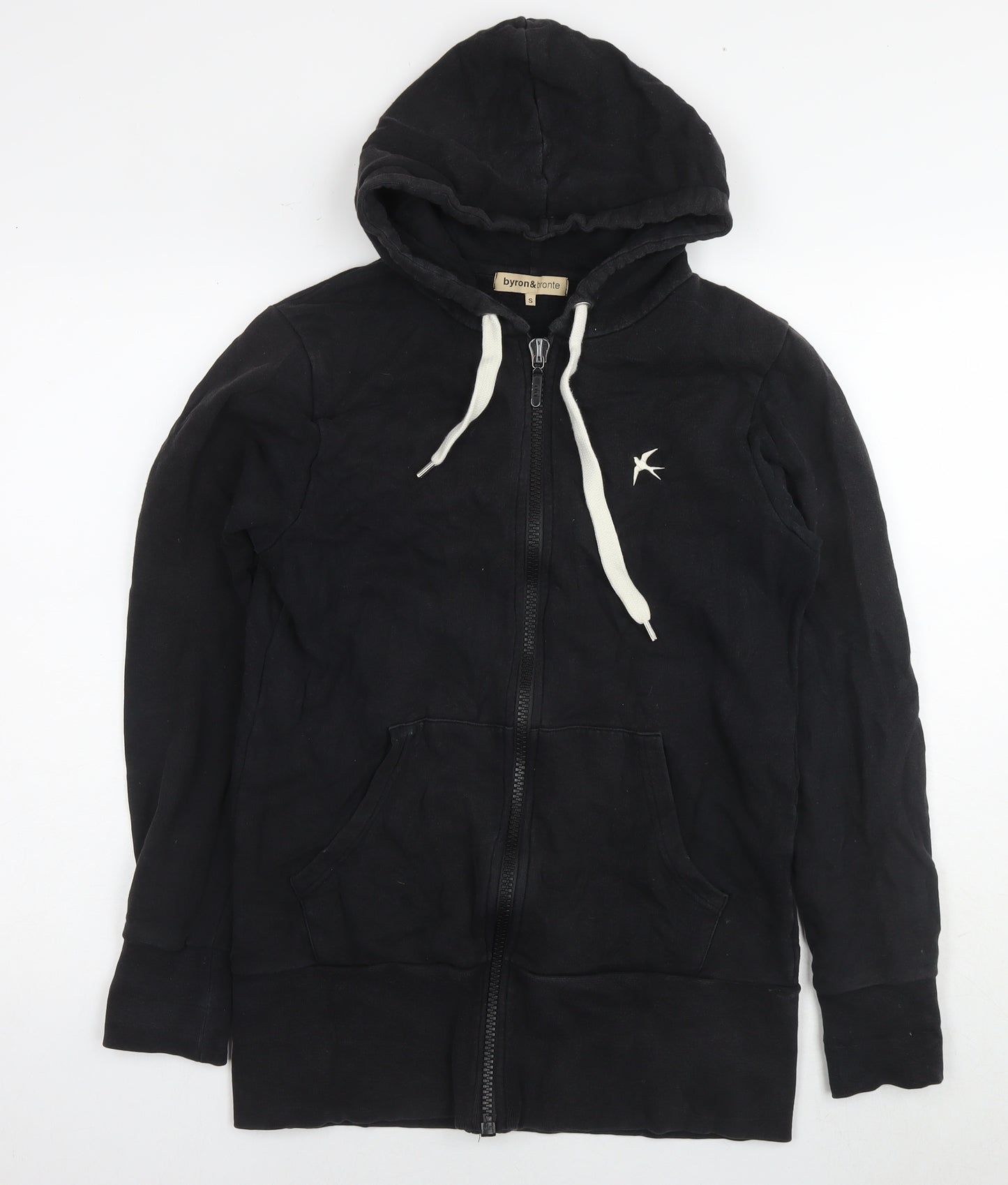 Byron & Bronte Mens Black Cotton Full Zip Hoodie Size S - Birds