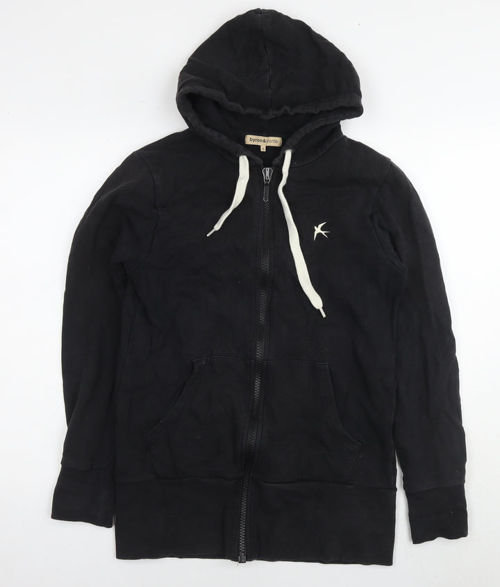 Byron & Bronte Mens Black Cotton Full Zip Hoodie Size S - Birds