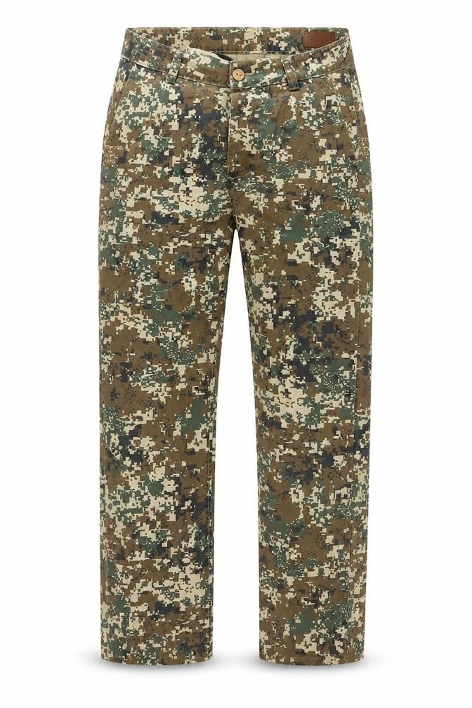 ASOS Mens Brown Camouflage Cotton Trousers Size 30 in L32 in Regular Button