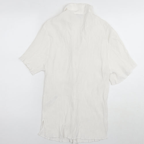 Topshop Womens White Viscose Basic Button-Up Size 8 Collared