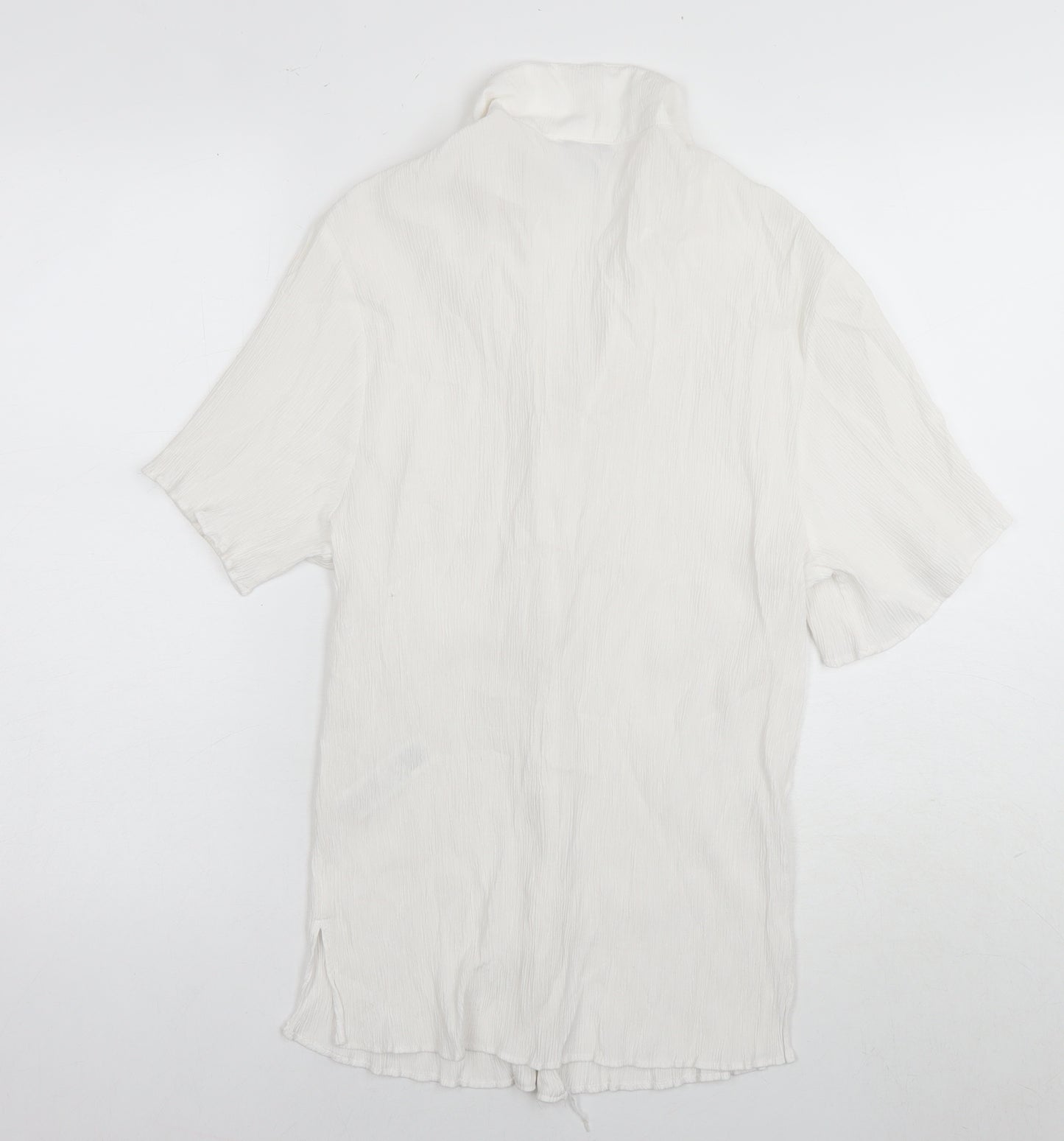 Topshop Womens White Viscose Basic Button-Up Size 8 Collared
