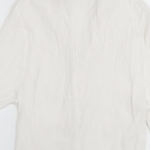 Topshop Womens White Viscose Basic Button-Up Size 8 Collared