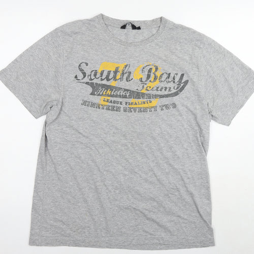 UrbanSpirit Mens Grey Cotton T-Shirt Size L Round Neck - South Bay