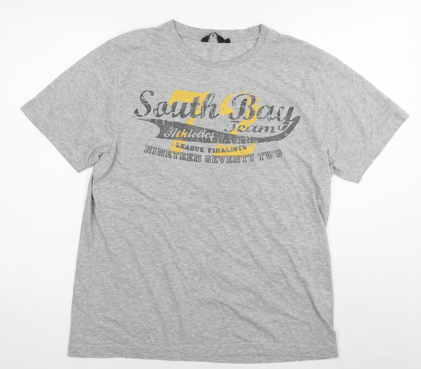 UrbanSpirit Mens Grey Cotton T-Shirt Size L Round Neck - South Bay