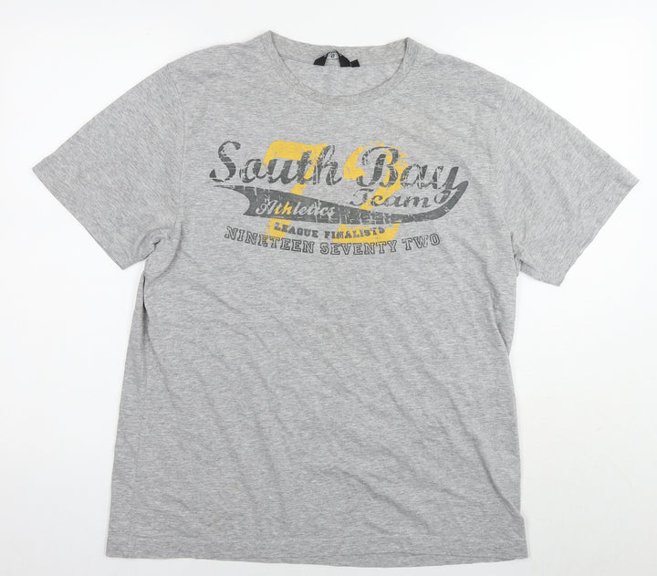 UrbanSpirit Mens Grey Cotton T-Shirt Size L Round Neck - South Bay