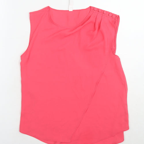 Mango Womens Pink Polyester Basic Blouse Size XS Round Neck
