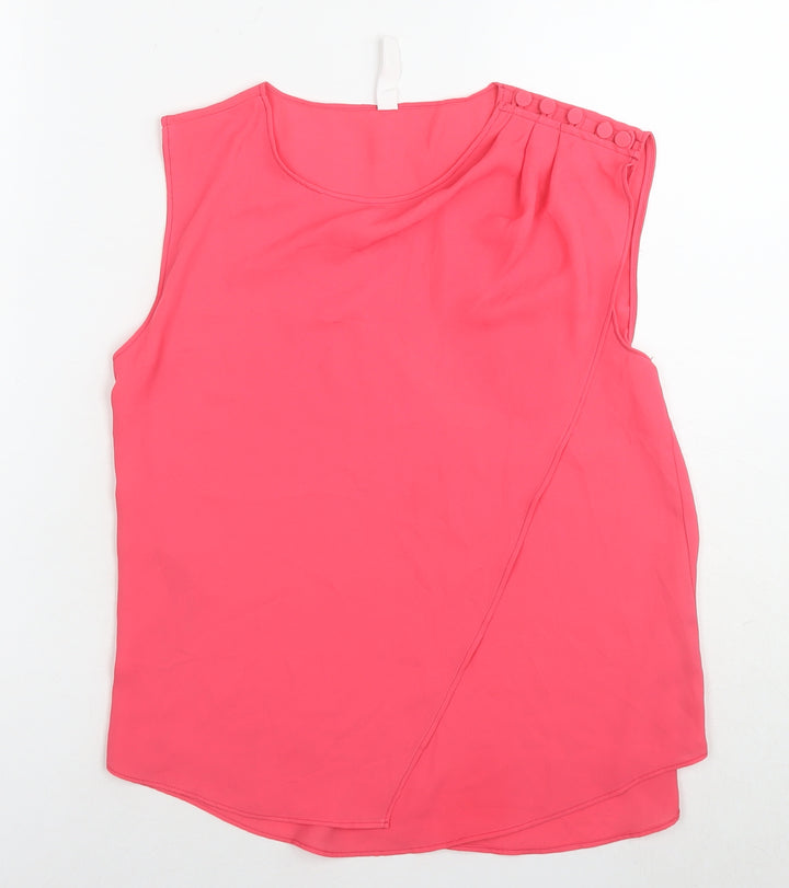 Mango Womens Pink Polyester Basic Blouse Size XS Round Neck