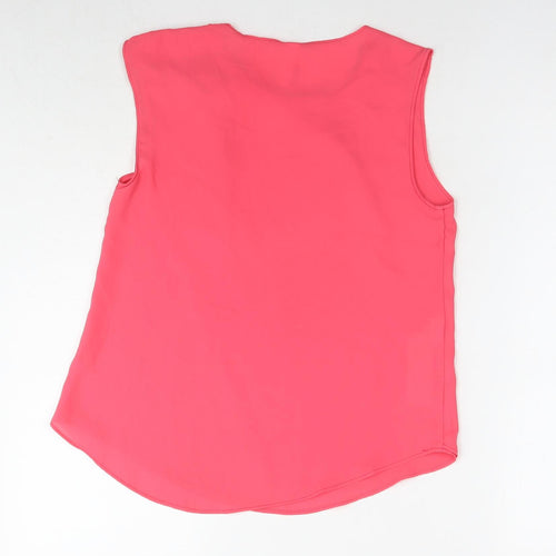 Mango Womens Pink Polyester Basic Blouse Size XS Round Neck