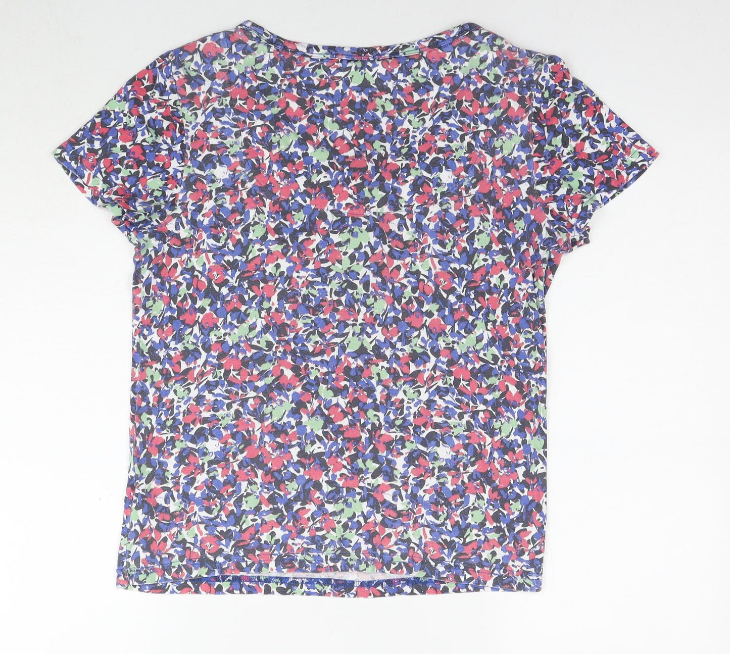 Maine Womens Multicoloured Floral Cotton Basic T-Shirt Size 12 Round Neck