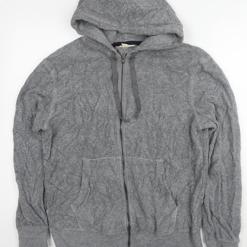 Marks and Spencer Mens Grey Cotton Full Zip Hoodie Size S