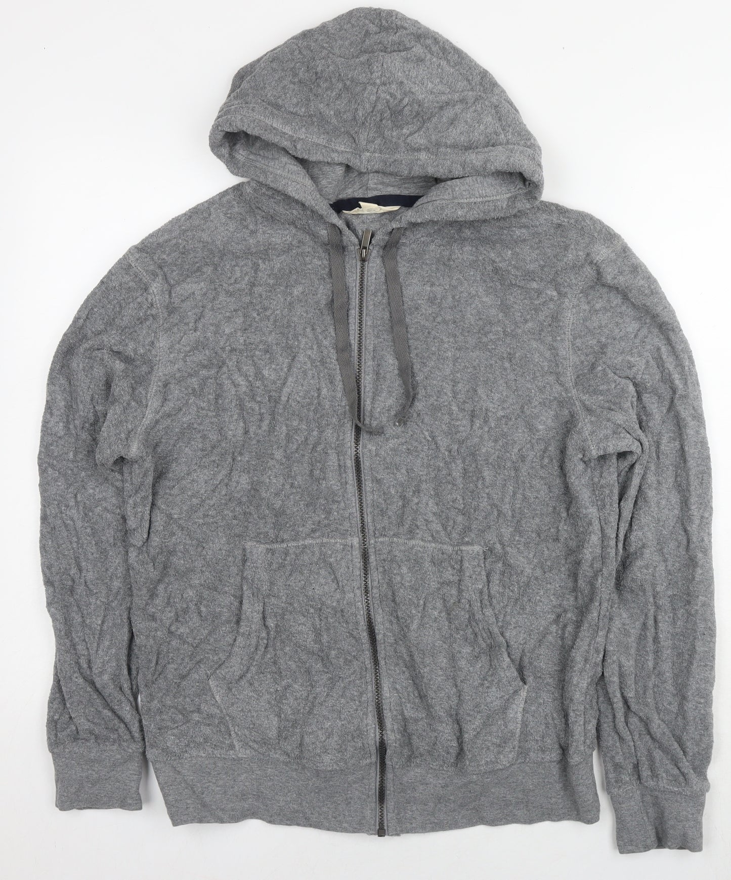 Marks and Spencer Mens Grey Cotton Full Zip Hoodie Size S