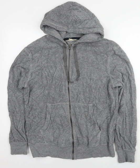 Marks and Spencer Mens Grey Cotton Full Zip Hoodie Size S