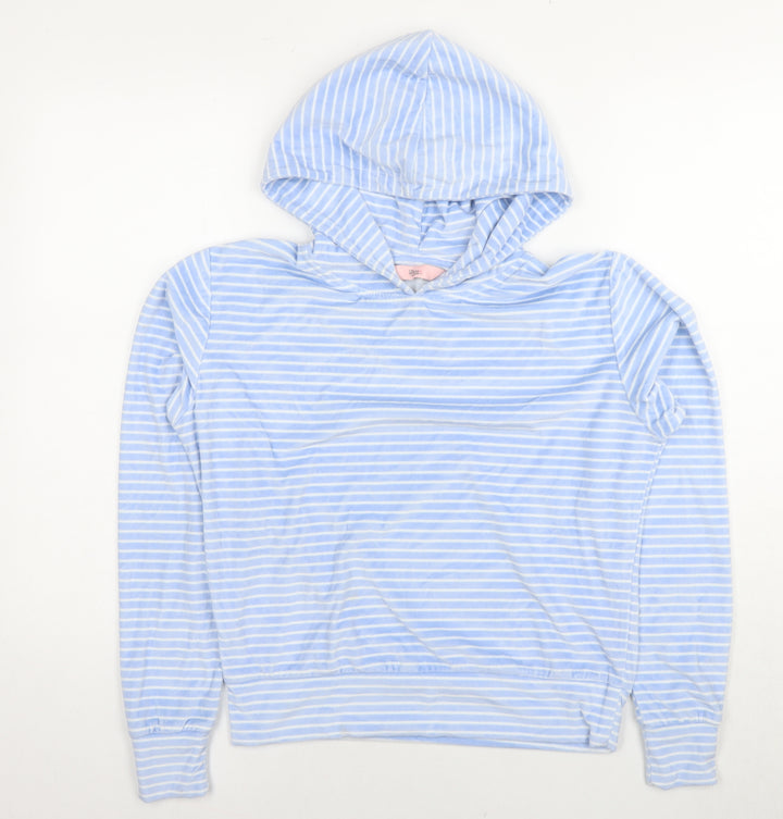 Boux Avenue Womens Blue Striped Polyester Pullover Hoodie Size 8 Pullover