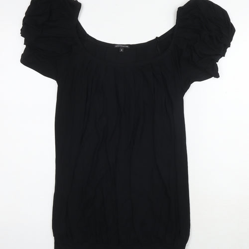 Marks and Spencer Womens Black Viscose Tunic Blouse Size 10 Scoop Neck