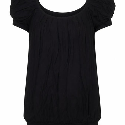 Marks and Spencer Womens Black Viscose Tunic Blouse Size 10 Scoop Neck