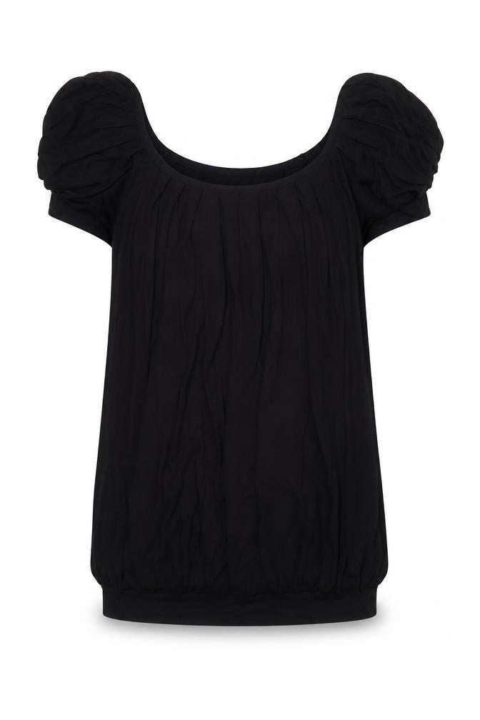 Marks and Spencer Womens Black Viscose Tunic Blouse Size 10 Scoop Neck