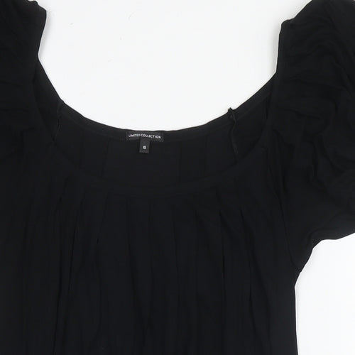 Marks and Spencer Womens Black Viscose Tunic Blouse Size 10 Scoop Neck