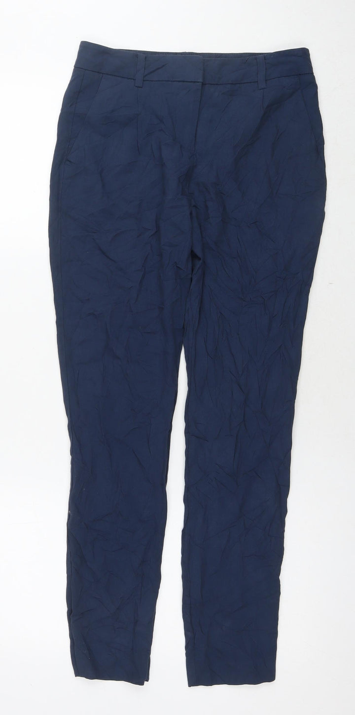 Promod Womens Blue Viscose Trousers Size 6 L26 in Regular Zip