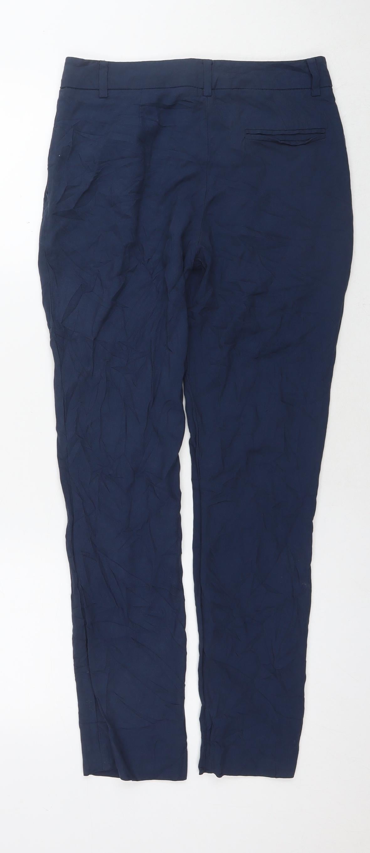 Promod Womens Blue Viscose Trousers Size 6 L26 in Regular Zip