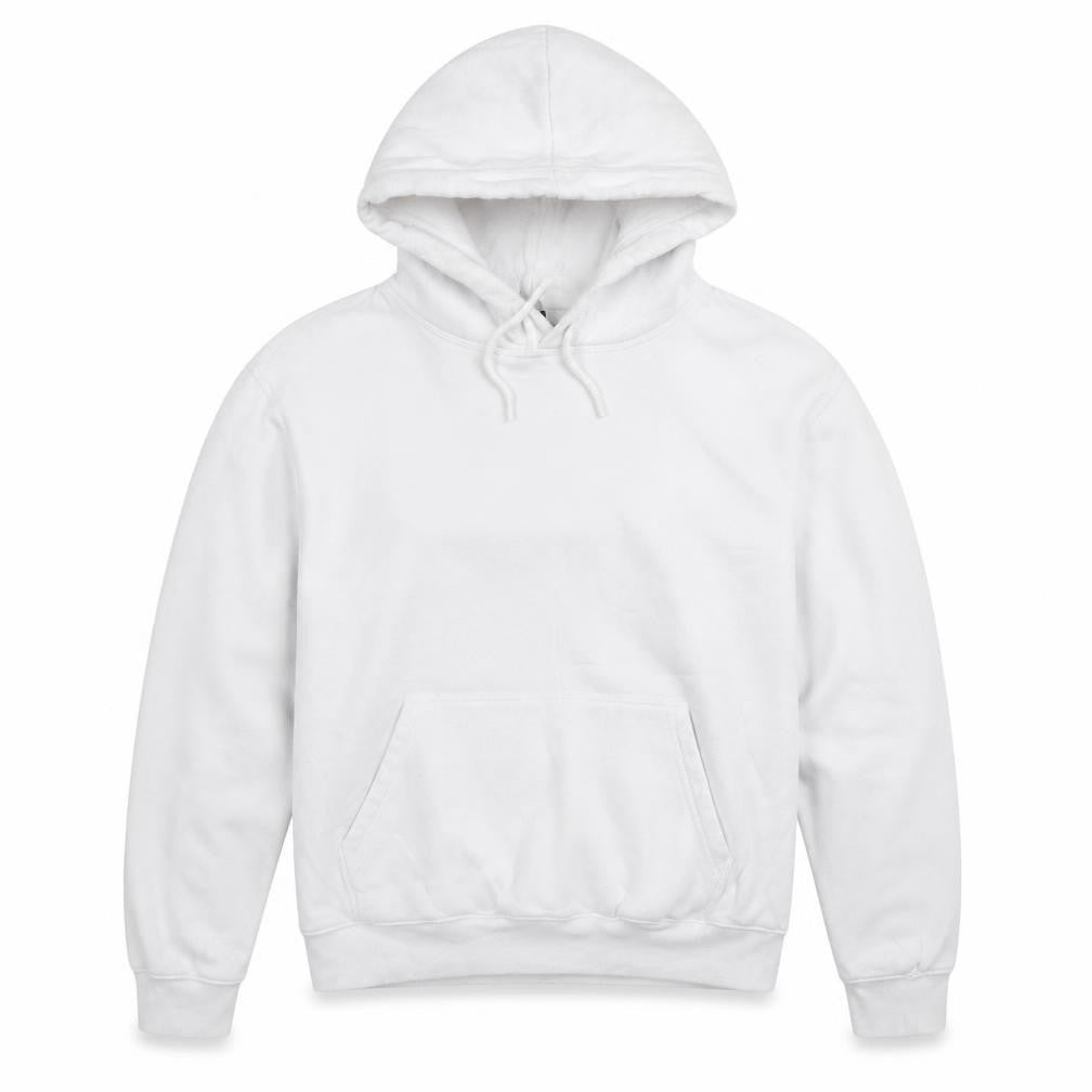 Front view of H&M women’s white cotton pullover hoodie, size S, pullover