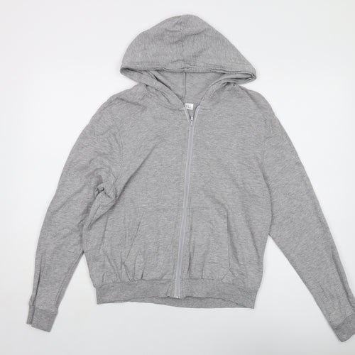 H&M Womens Grey Cotton Full Zip Hoodie Size M Zip