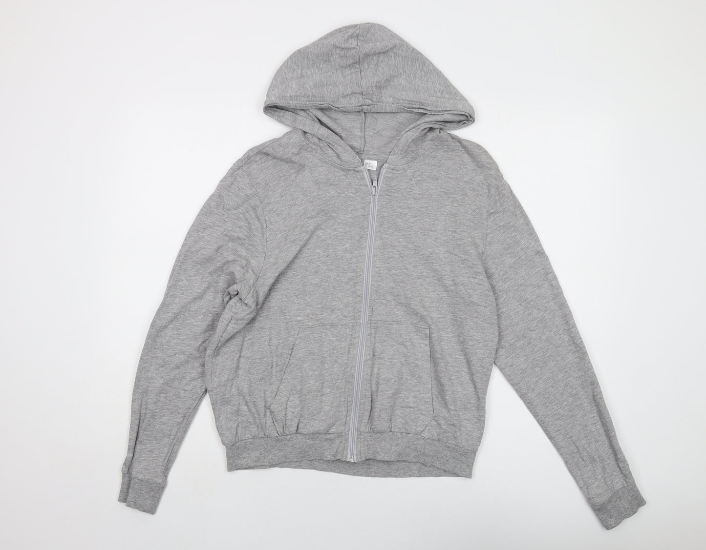H&M Womens Grey Cotton Full Zip Hoodie Size M Zip
