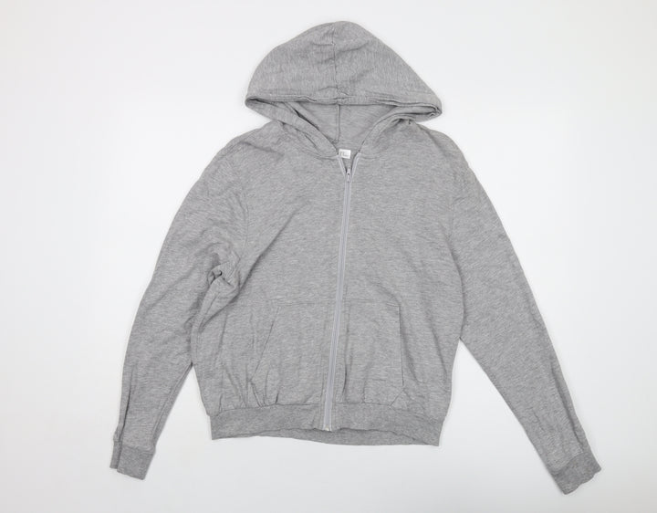 H&M Womens Grey Cotton Full Zip Hoodie Size M Zip