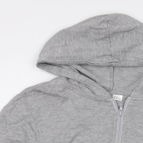 H&M Womens Grey Cotton Full Zip Hoodie Size M Zip