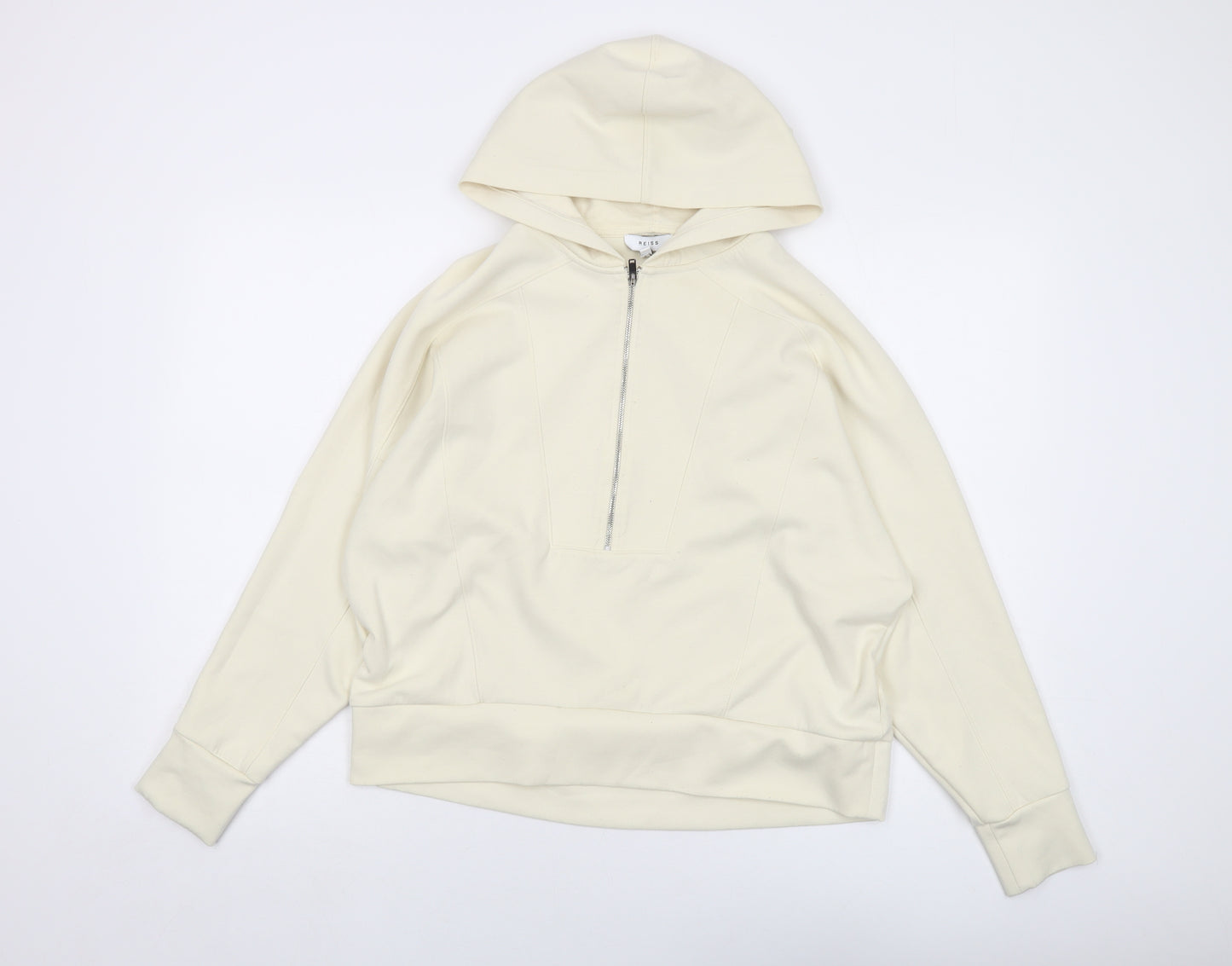 Reiss Womens Ivory Polyester Pullover Hoodie Size M Zip