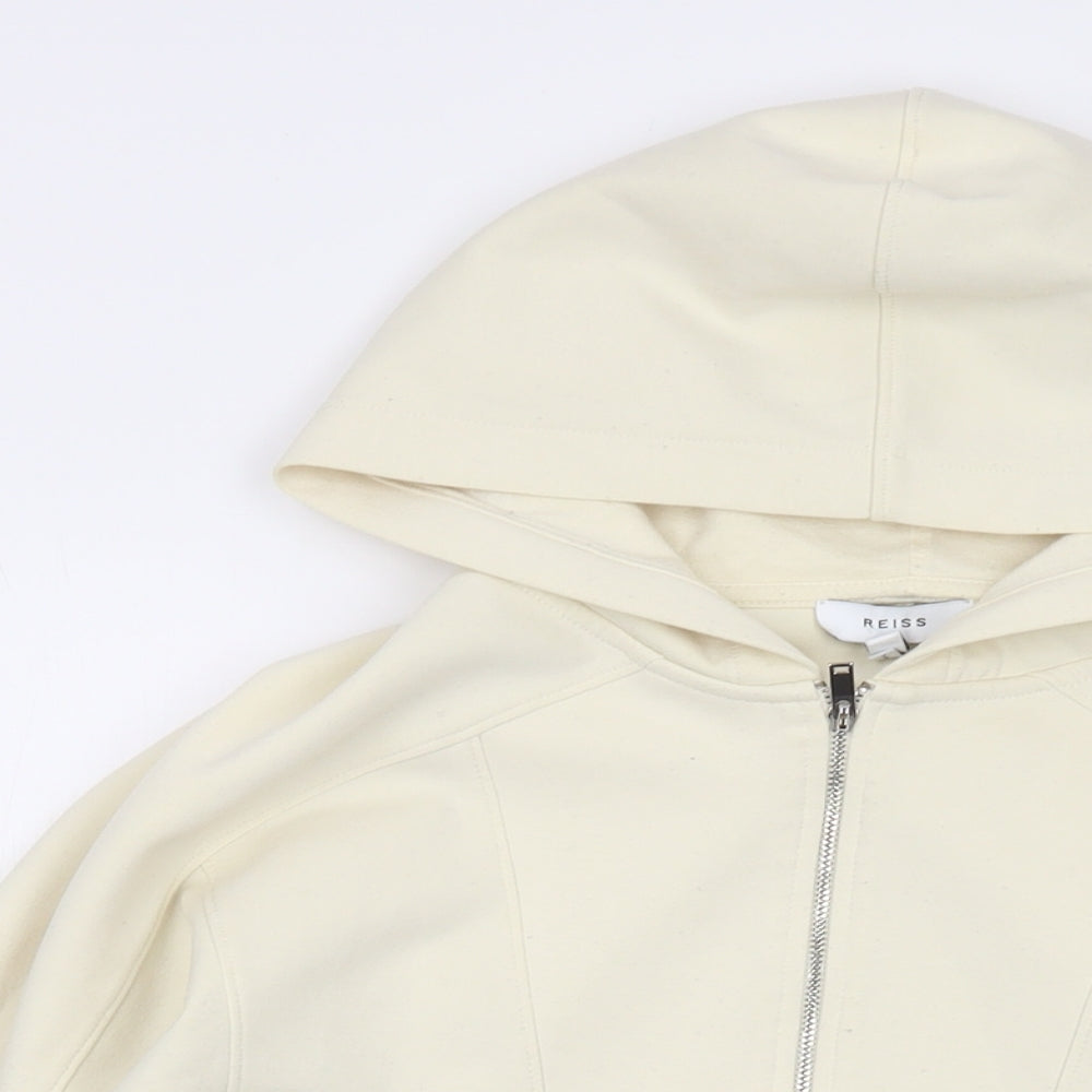 Reiss Womens Ivory Polyester Pullover Hoodie Size M Zip