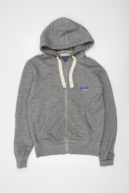 Supoerdry Mens Grey Cotton Full Zip Hoodie Size M