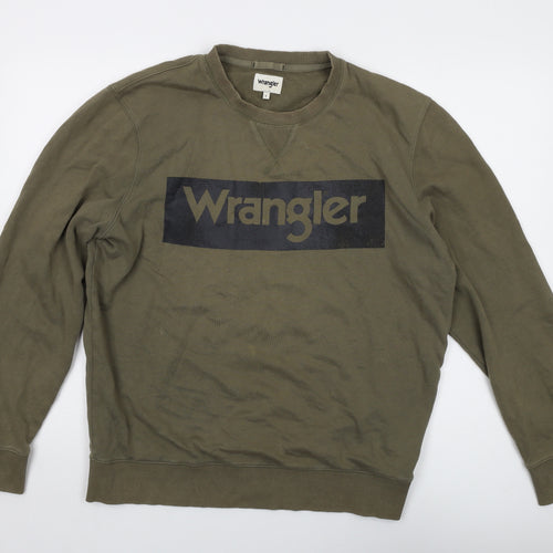 Wrangler Mens Green Cotton Pullover Sweatshirt Size L