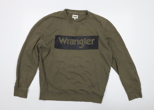 Wrangler Mens Green Cotton Pullover Sweatshirt Size L