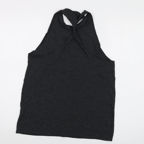 PINK Womens Grey Cotton Basic Tank Size S Round Neck