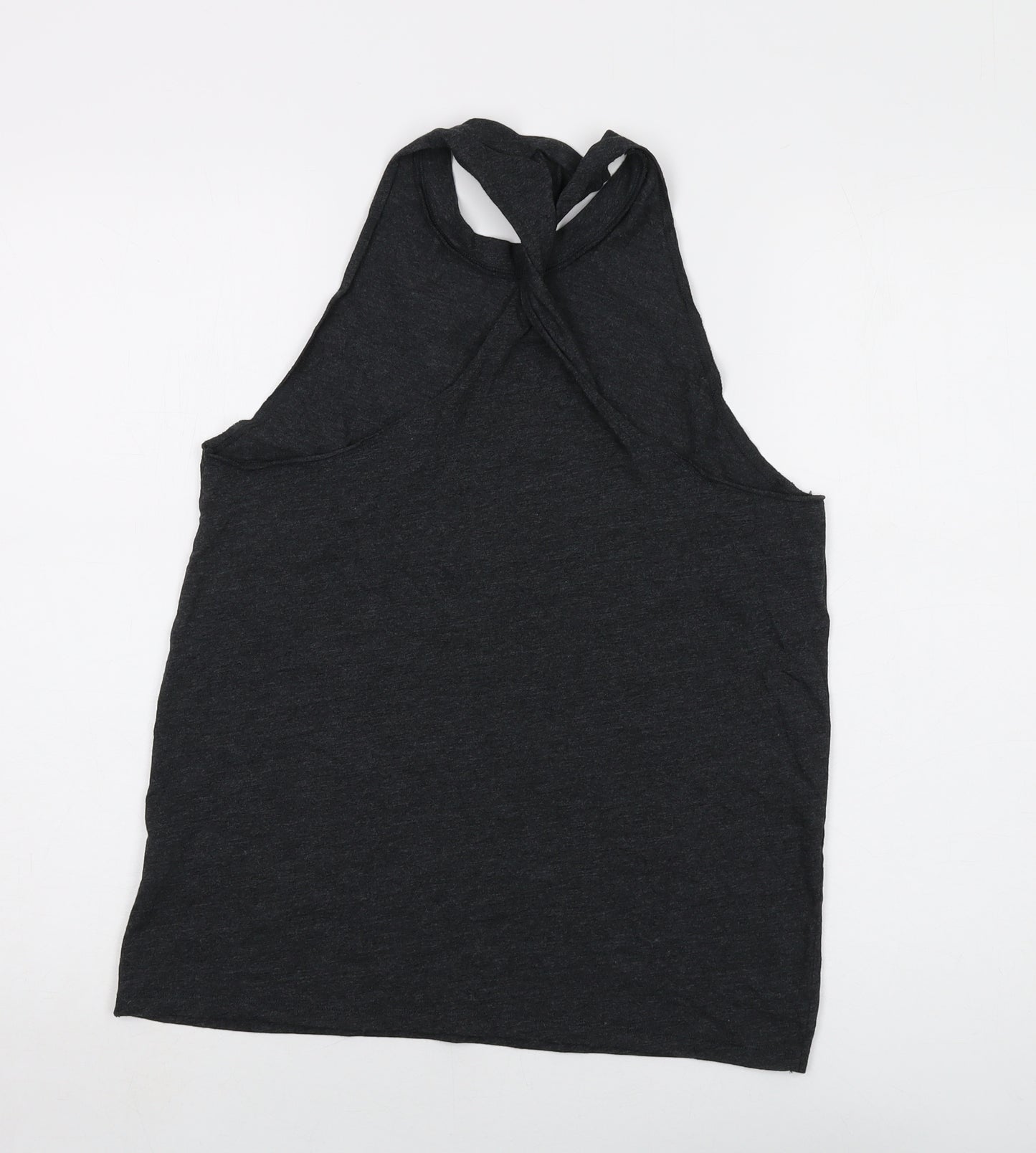 PINK Womens Grey Cotton Basic Tank Size S Round Neck