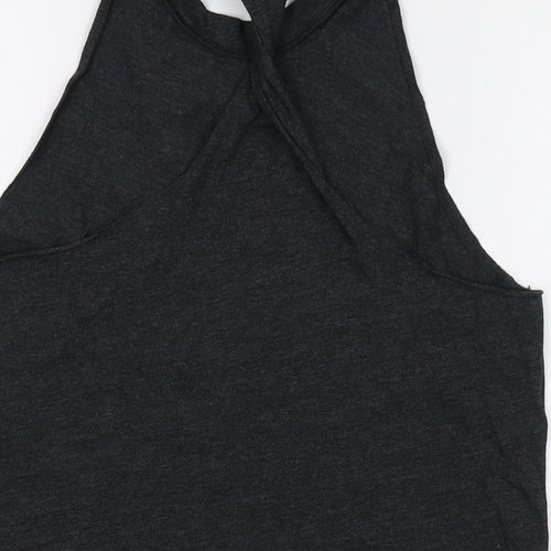 PINK Womens Grey Cotton Basic Tank Size S Round Neck