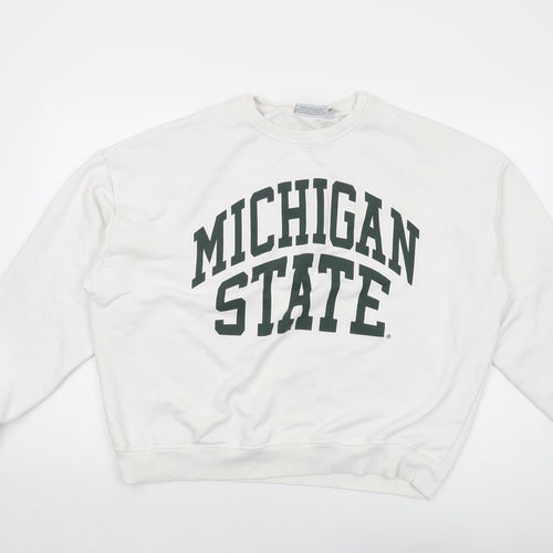 MSU Womens White Cotton Pullover Sweatshirt Size 12 Pullover