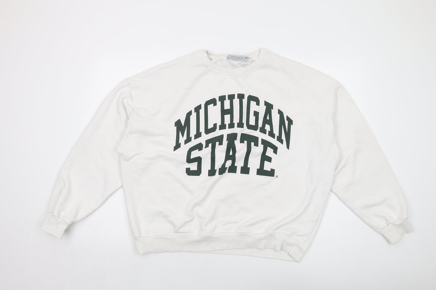 MSU Womens White Cotton Pullover Sweatshirt Size 12 Pullover