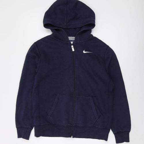 Nike Boys Blue Cotton Full Zip Hoodie Size 13-14 Years Zip