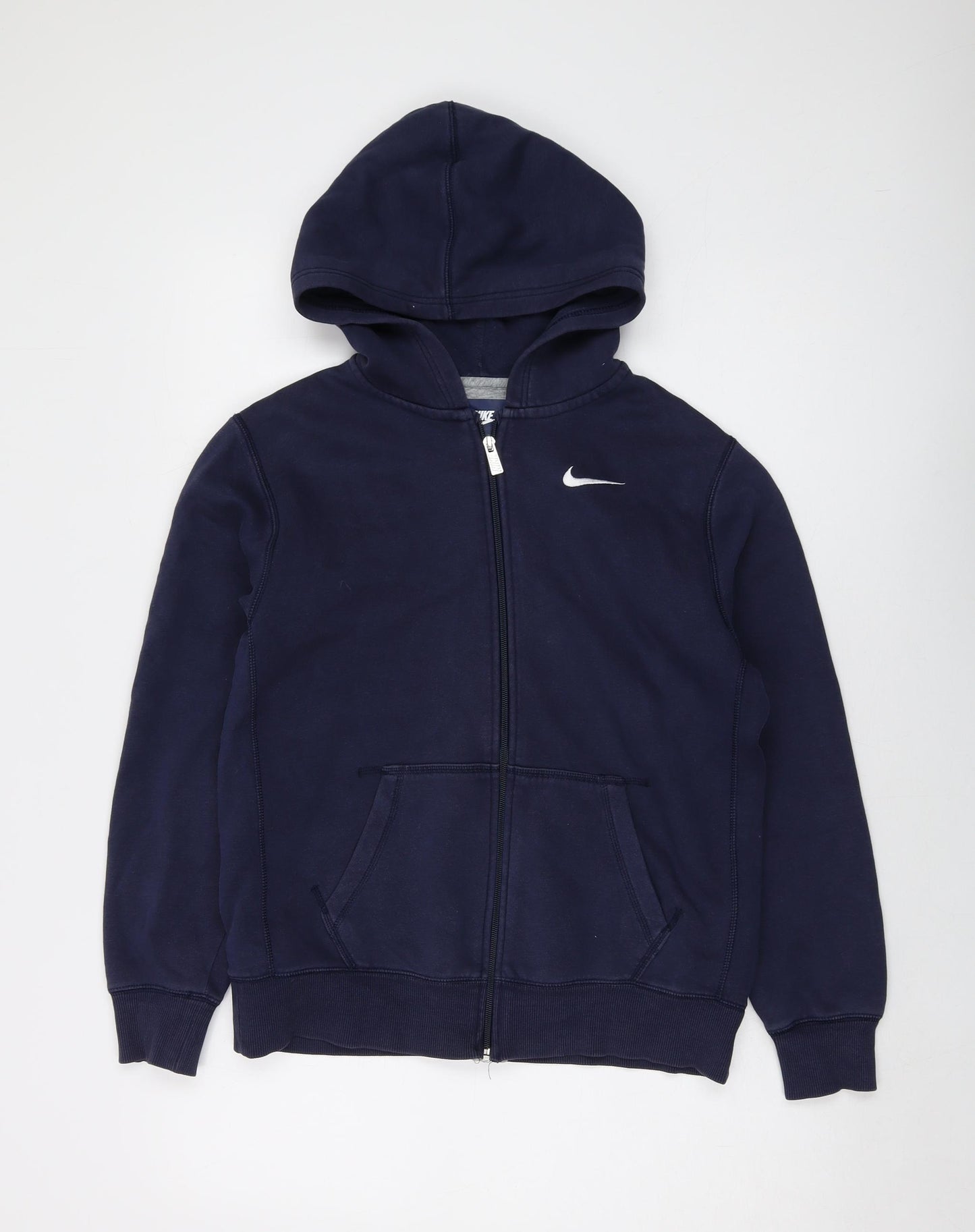 Nike Boys Blue Cotton Full Zip Hoodie Size 13-14 Years Zip