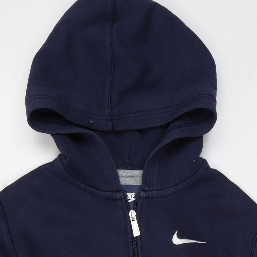 Nike Boys Blue Cotton Full Zip Hoodie Size 13-14 Years Zip