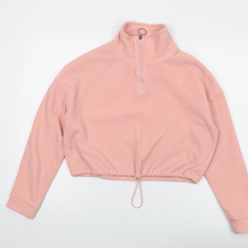 Brave Soul Womens Pink Polyester Pullover Sweatshirt Size S Zip